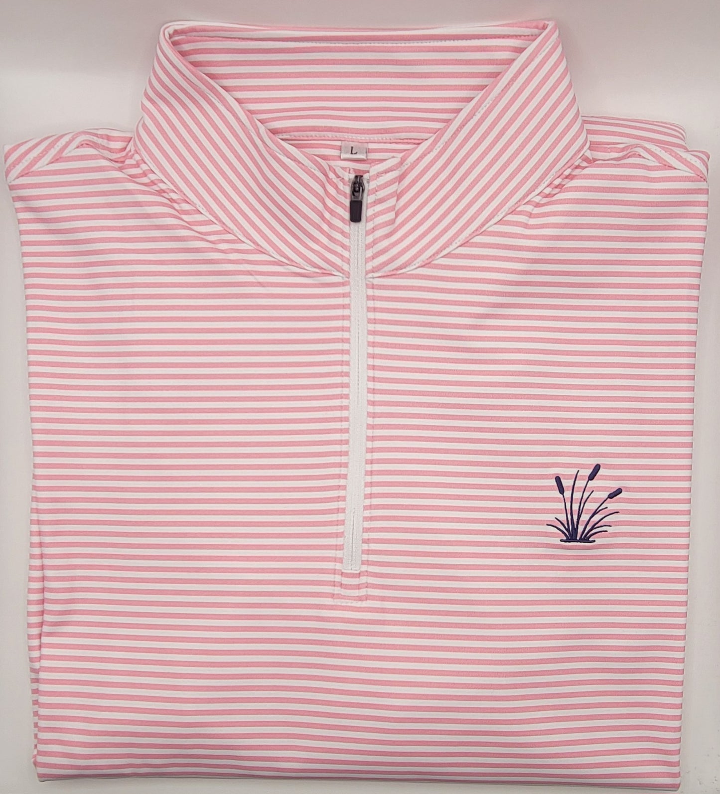 Pinstripe Quarter Zip Long Sleeve - Pink